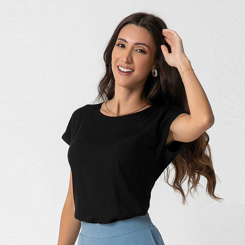 Blusa em Tecido Manga Curta Lisa H32187 – Habana