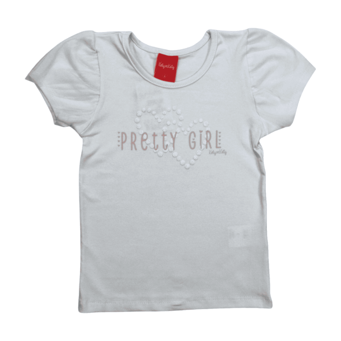 Blusa Manga Curta com Tule Estampada Corações 50438 – Kely Kety