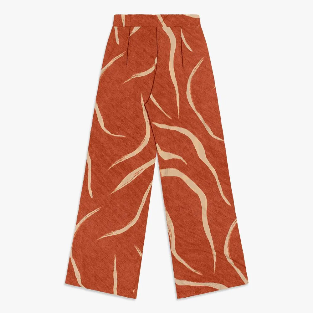 Calça Pantalona em Tecido Plano Estampada 73244 – Cereja Rosa