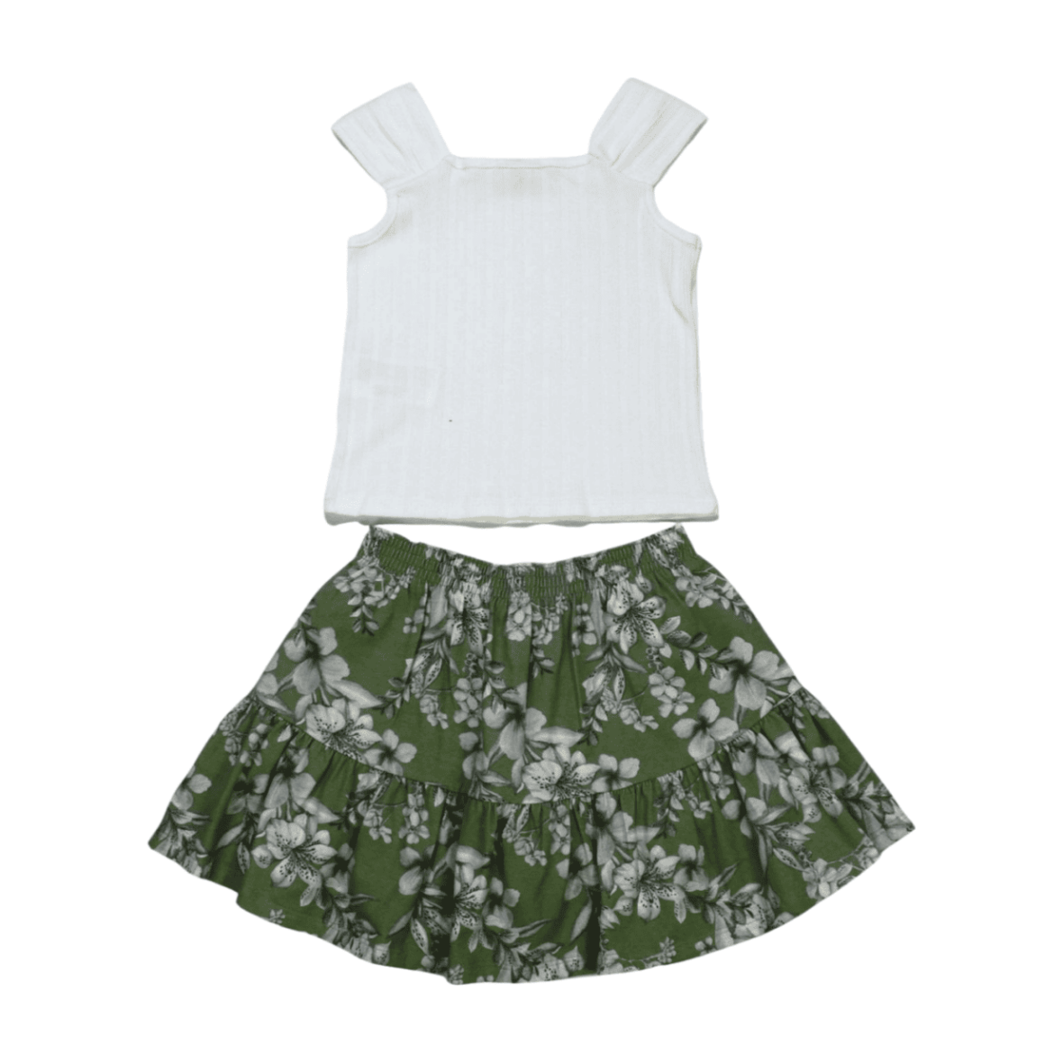 Conjunto Feminino Blusa e Saia Estampada Flores 2000566 – Milon