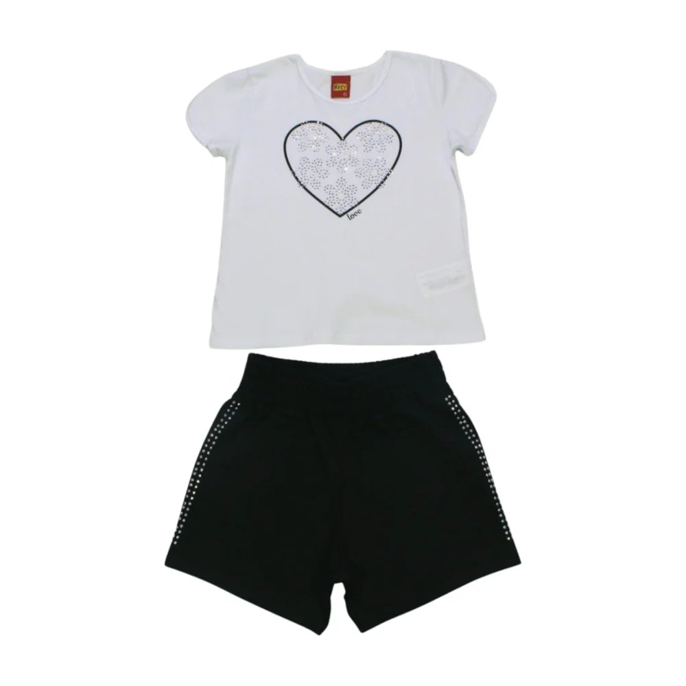 Conjunto Feminino Blusa Estampa Coração e Shorts Moletinho 1000570 – Kyly