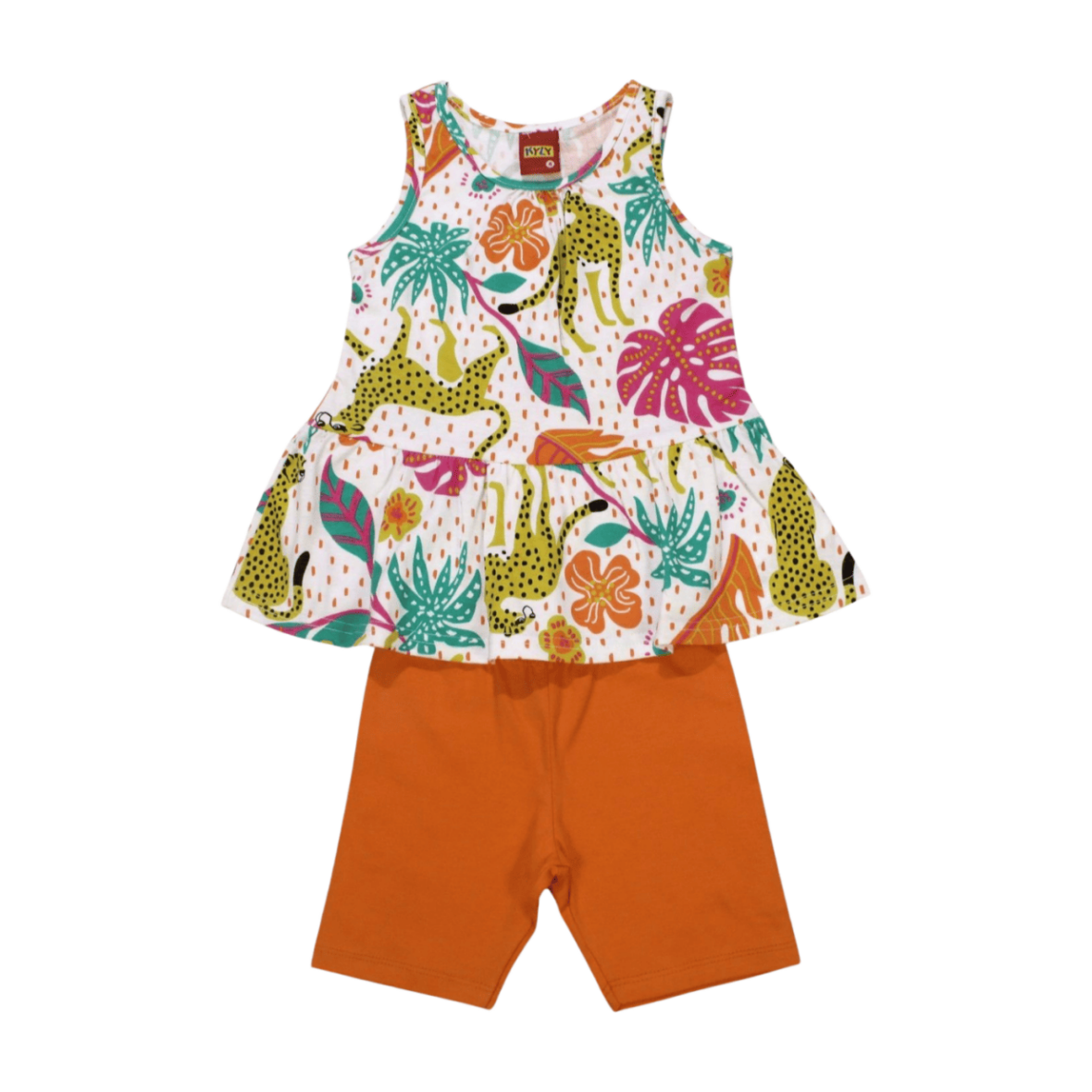 Conjunto Feminino Blusa Estampada Onça e Bermuda 1000537 – Kyly