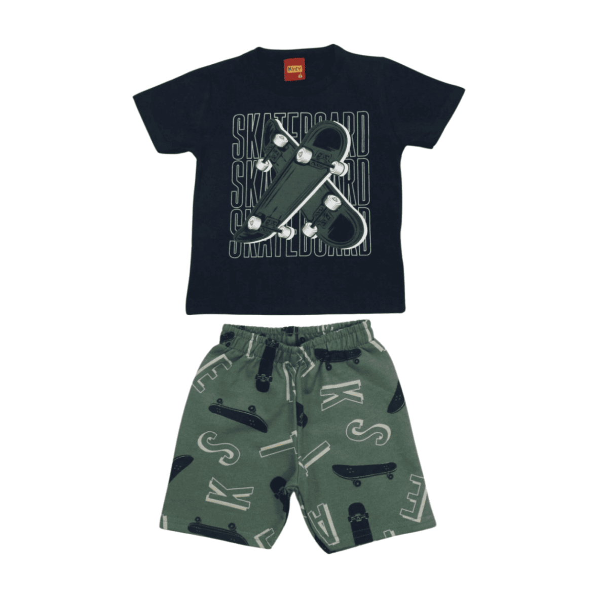 Conjunto Masculino Camiseta e Bermuda Estampada Skates 1000601 – Kyly