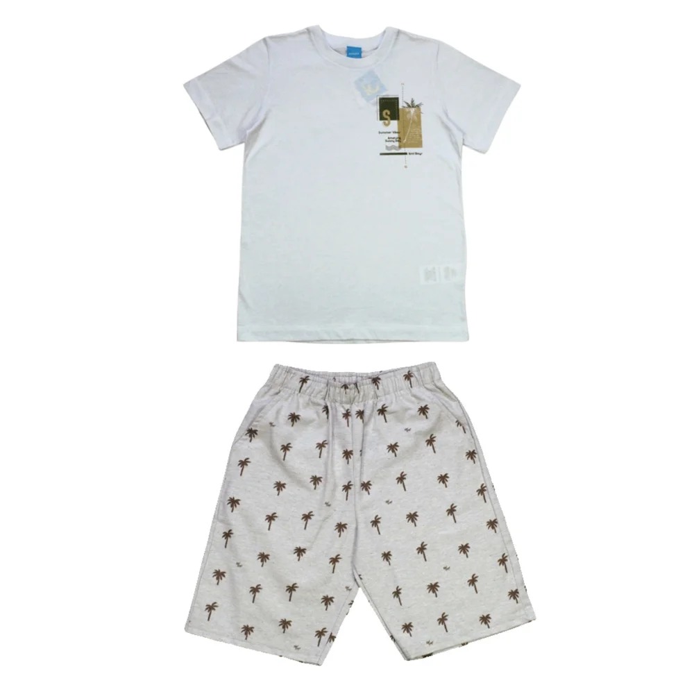 Conjunto Masculino Camiseta e Bermuda Tecido Estampada 47011 – Kamylus