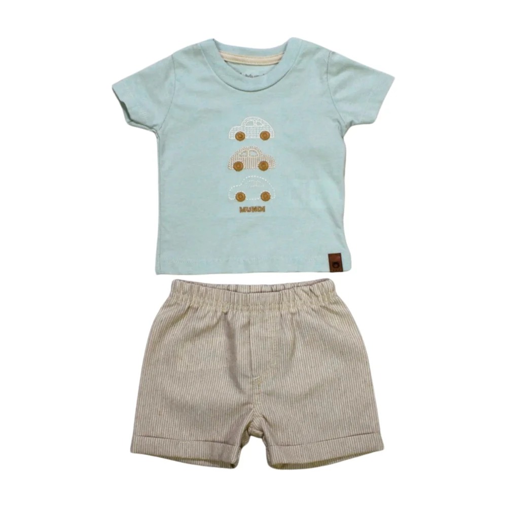 Conjunto Masculino Camiseta Estampa Carros e Bermuda Tecido 36365 – Brandili Mundi