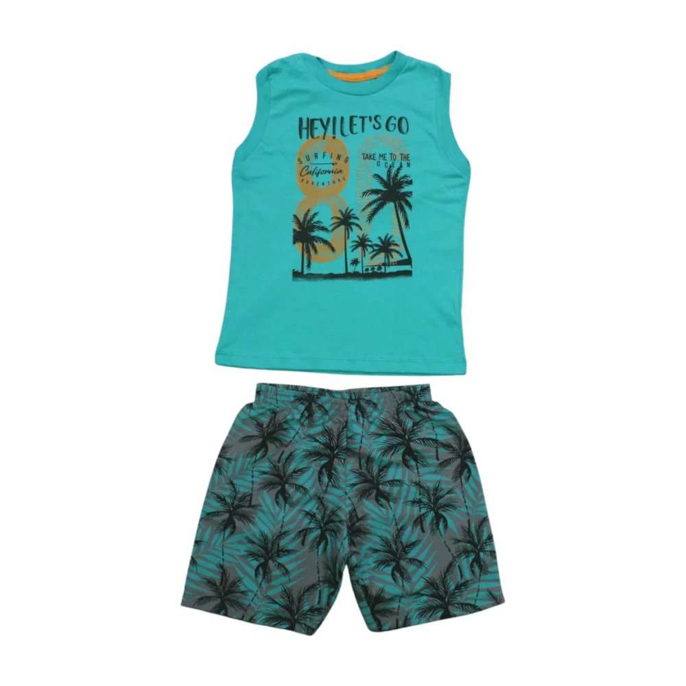 Conjunto Masculino Regata e Bermuda Tactel Estampada 4323 – Bicho Bagunça