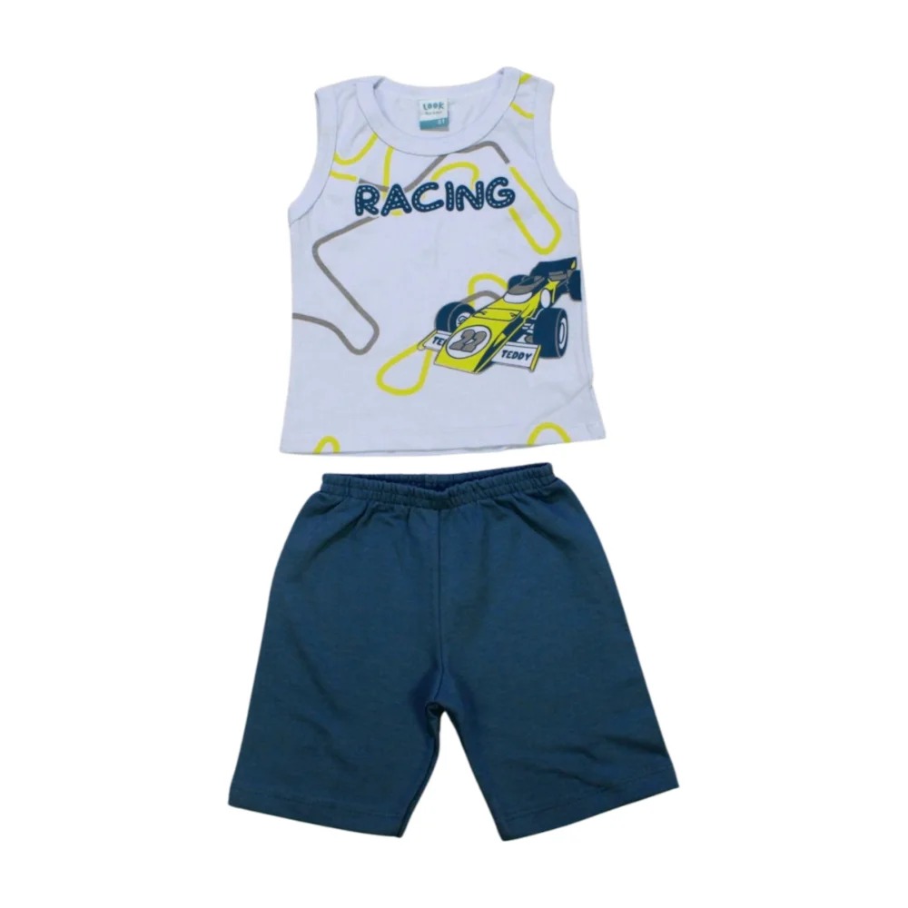 Conjunto Masculino Regata Estampa Racing e Bermuda Moletinho 17877 – Teddy