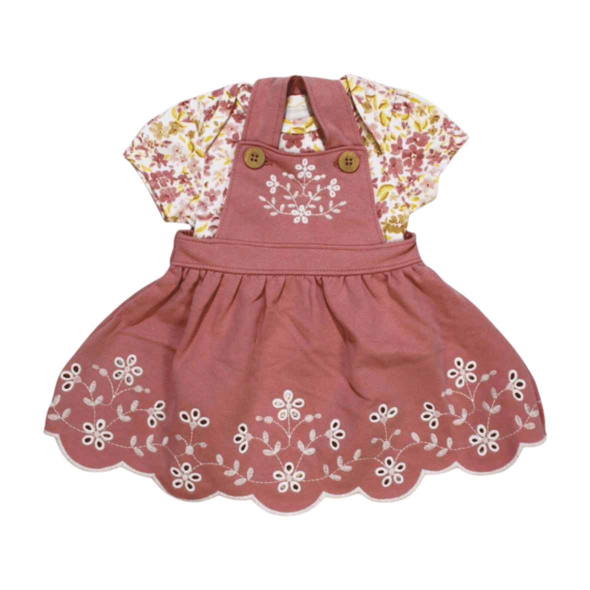 Salopete Moletinho com Body Estampado Flores 2000622 – Milon