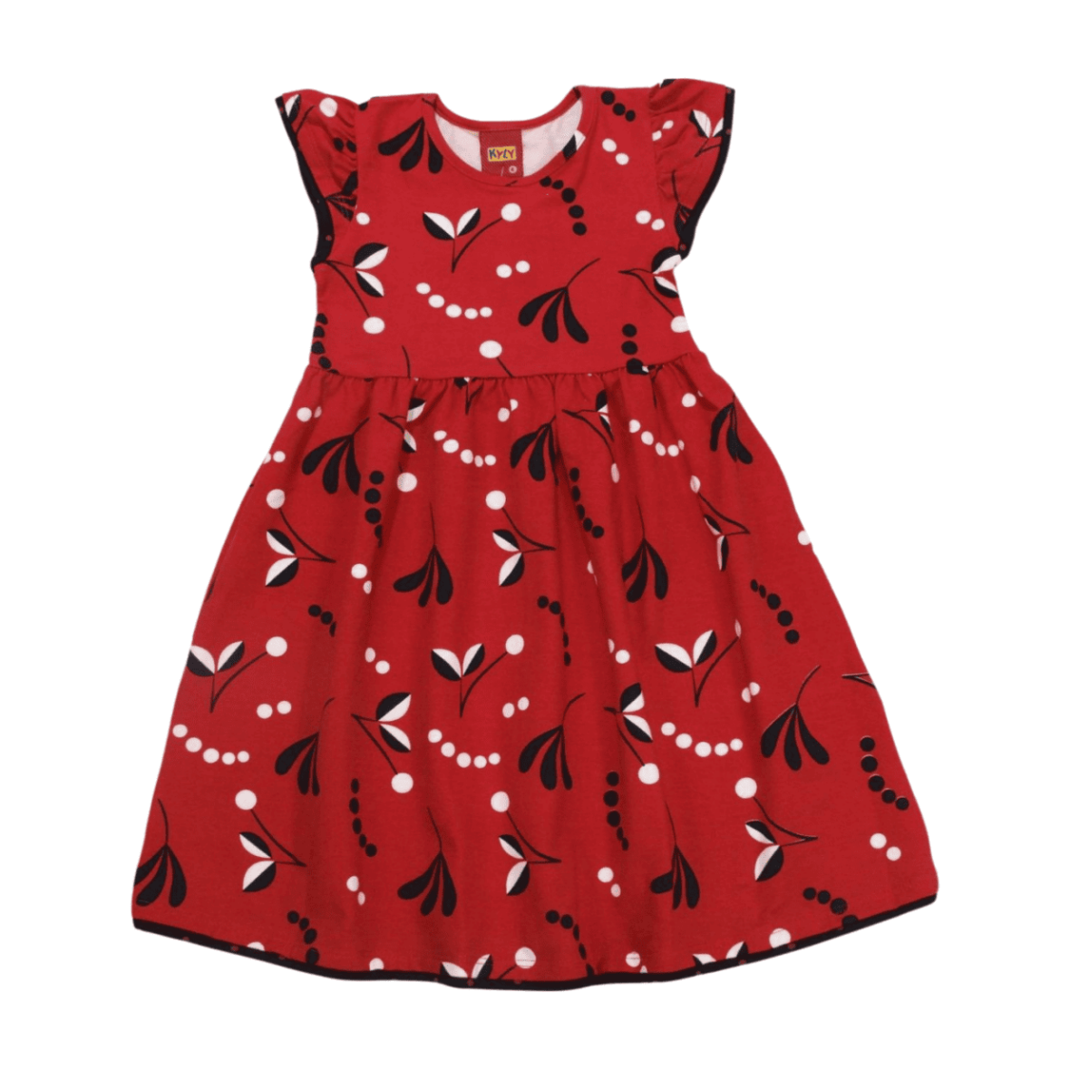 Vestido Manga Curta Estampado Folhas 1000531 – Kyly