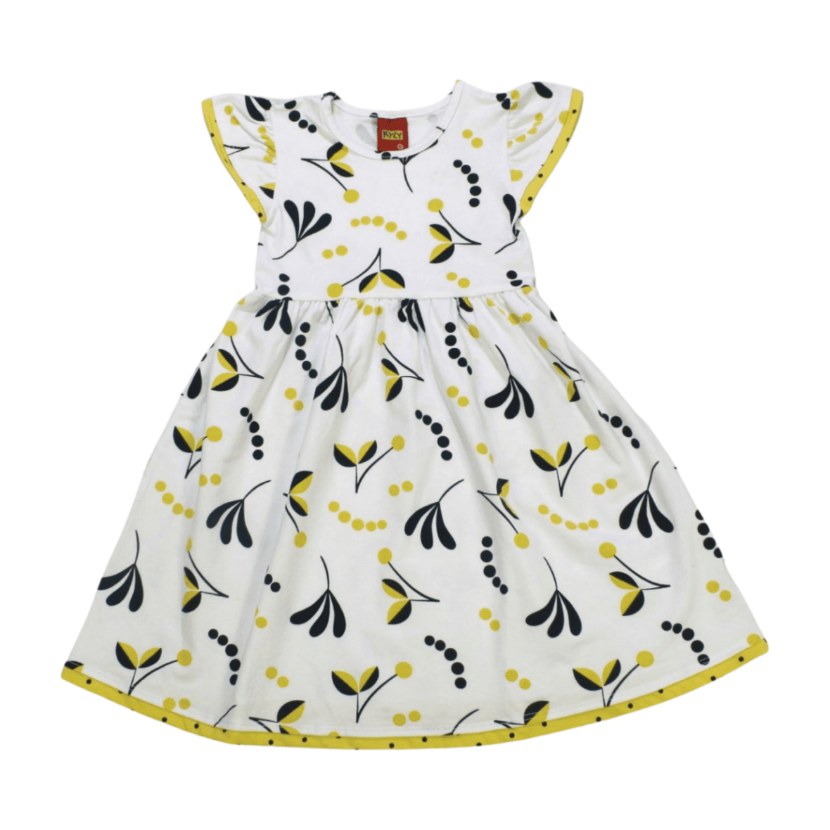 Vestido Manga Curta Estampado Folhas 1000531 – Kyly
