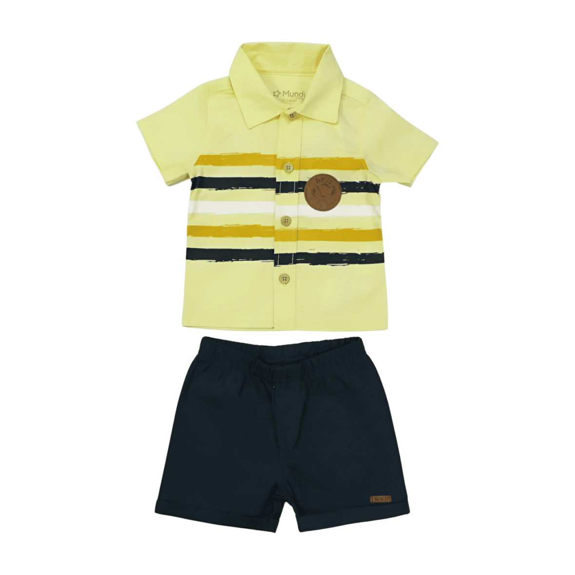 Conjunto Camisa Tricoline com Listras e Bermuda Sarja 25247 – Brandili Mundi