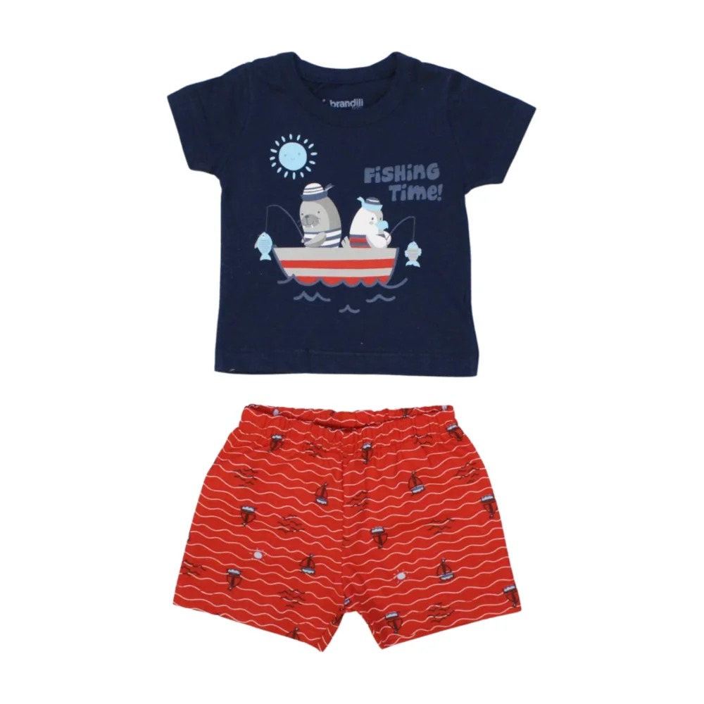 Conjunto Camiseta Estampa Fishing Time! e Bermuda Moletom 35324 – Brandili