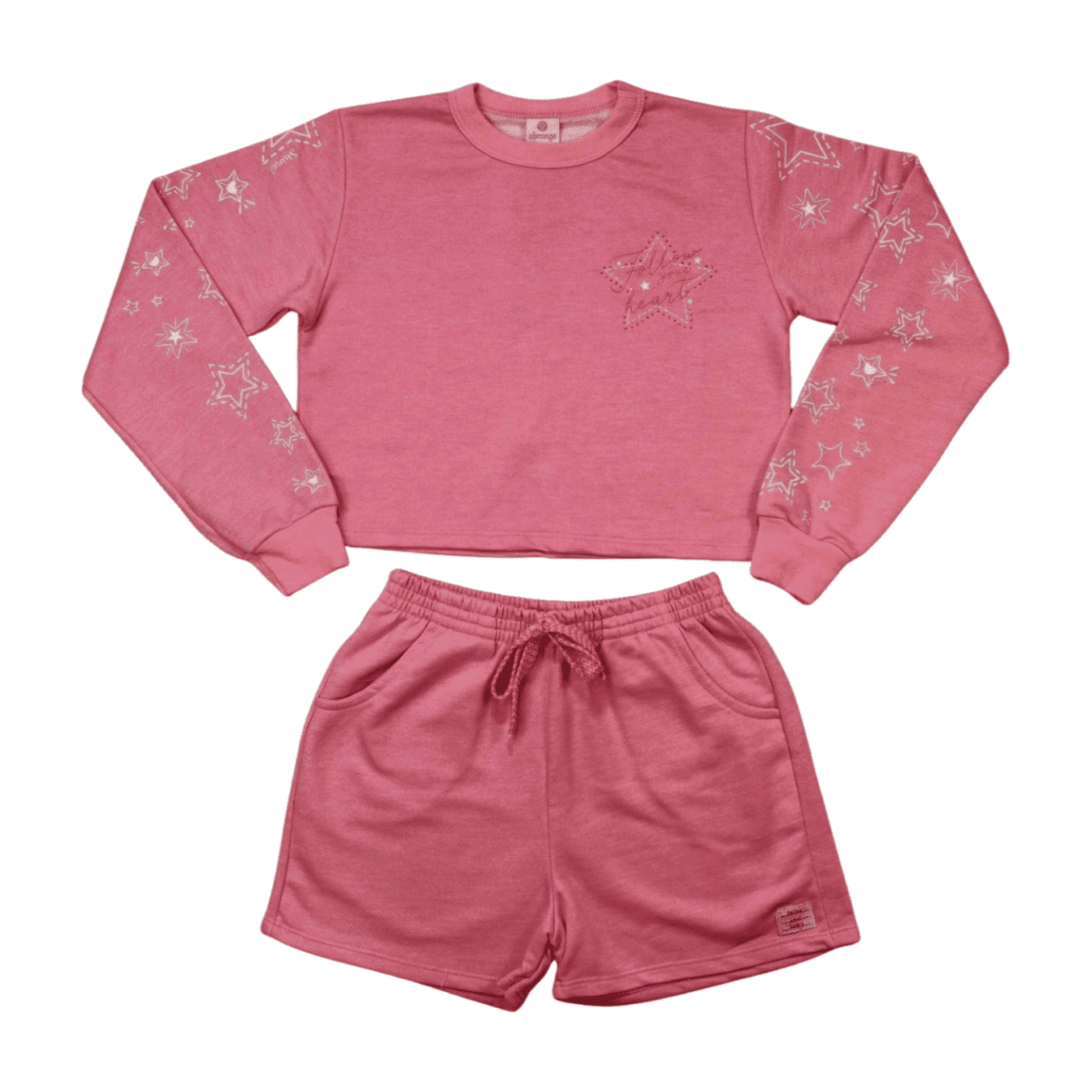 Conjunto Longo Moletom Blusa Estrelas , Shorts 14863 – Abrange