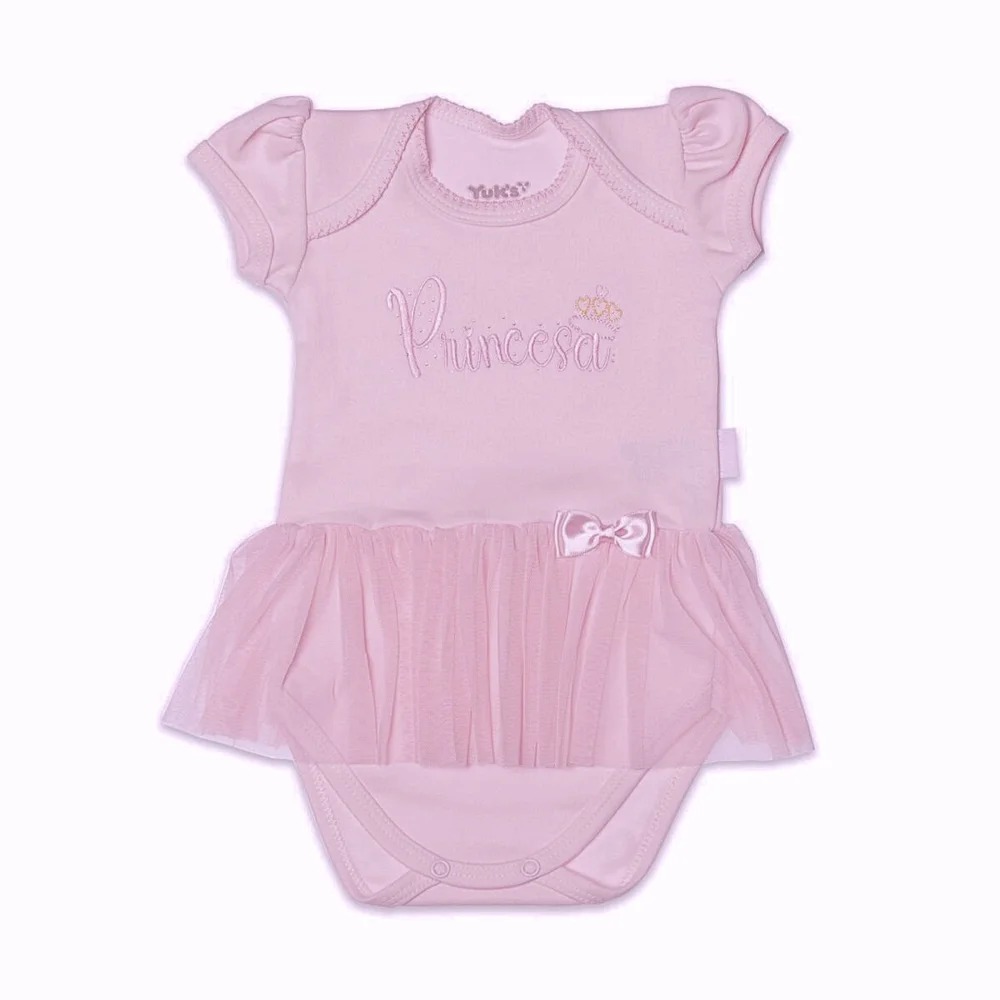 Body Manga Curta com Saia Tule Princesa 3556 – Yuk´S