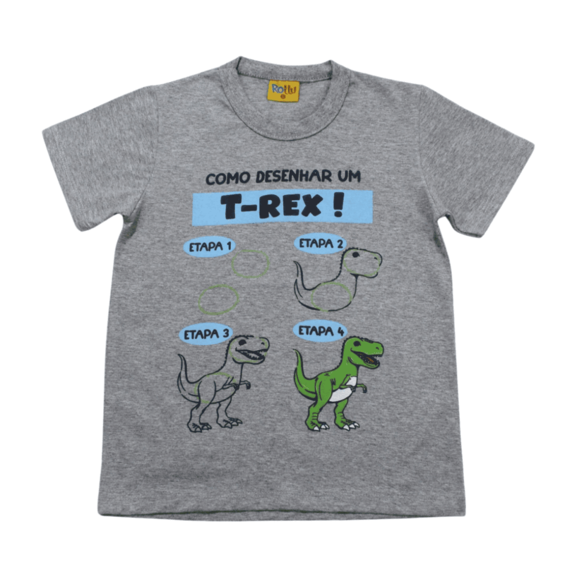 Camiseta Manga Curta Estampa Dinossauro 22226 – Rollu