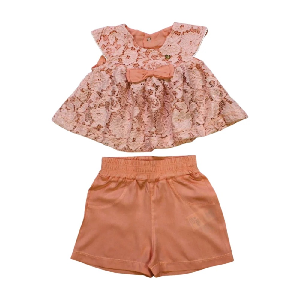 Conjunto Feminino Blusa com Renda e Shorts Tecido 60622 – D+ Baby