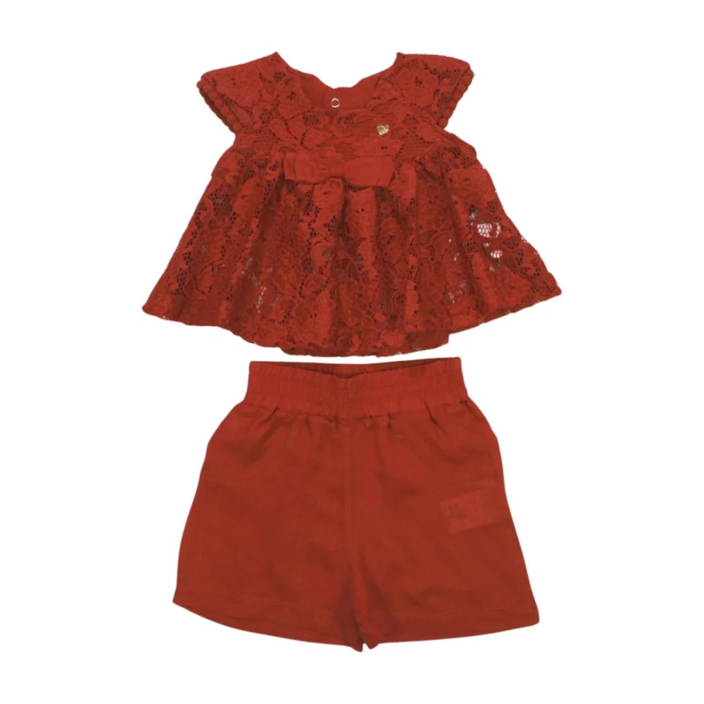 Conjunto Feminino Blusa com Renda e Shorts Tecido 60622 – D+ Baby