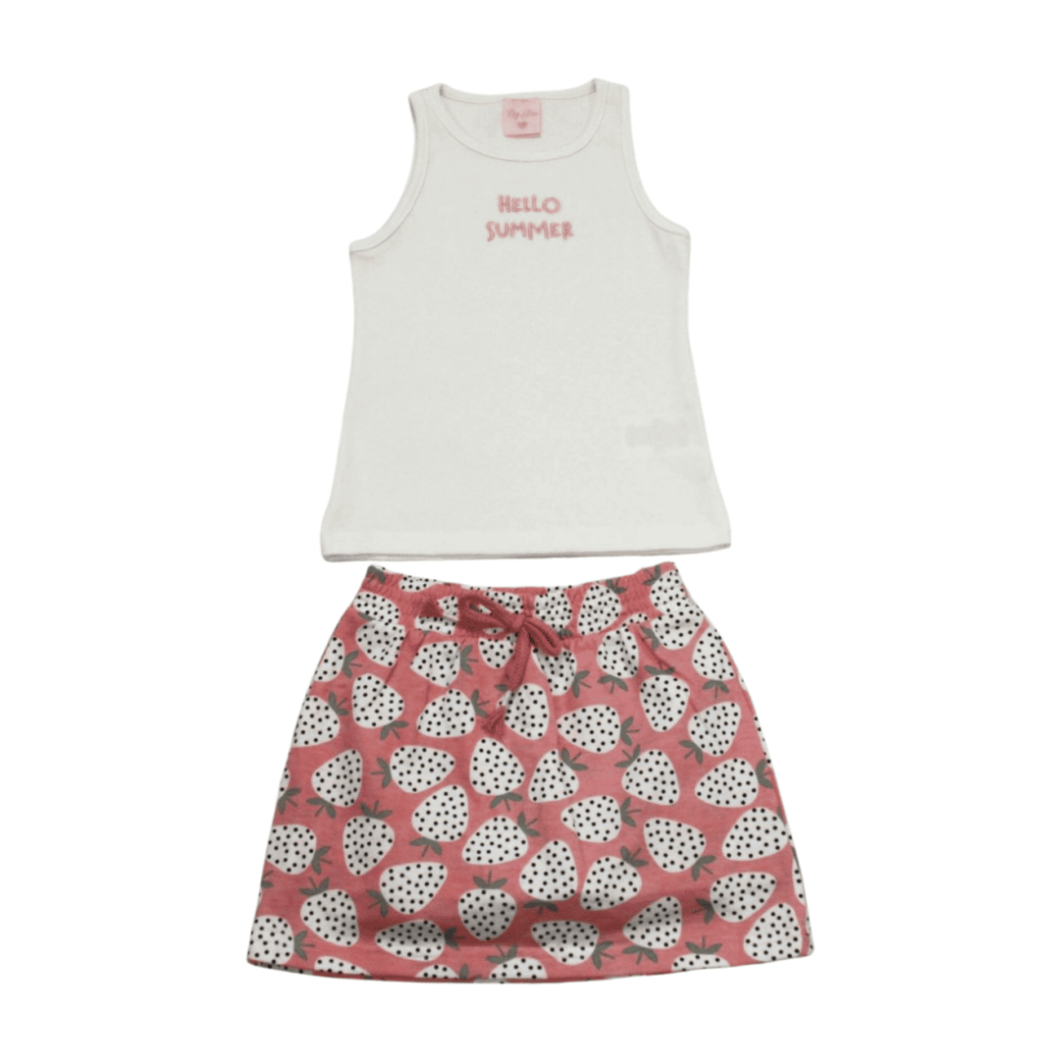 Conjunto Feminino Blusa e Saia Estampada Morango 8140 – By Gus