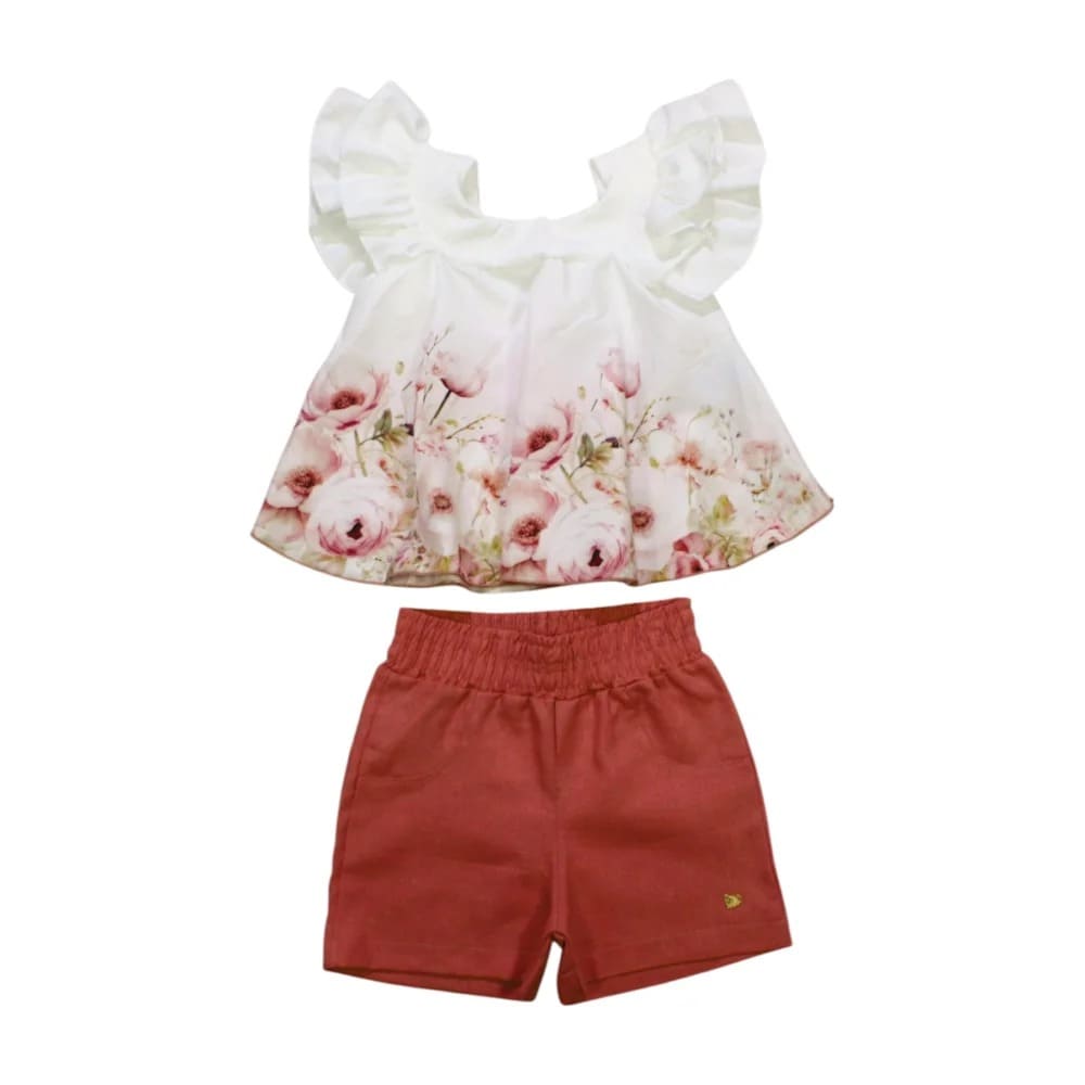 Conjunto Feminino Blusa Flores e Shorts Tecido 60641 – D+ Baby