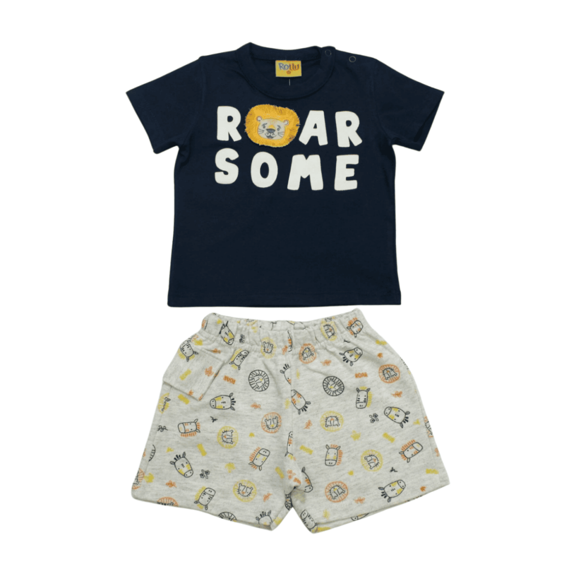 Conjunto Masculino Camiseta e Bermuda Estampa Bichos 22224 – Rollu