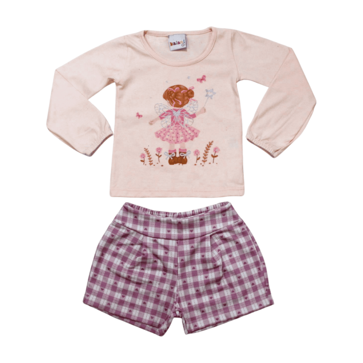 Conjunto Longo Feminino Blusa e Shorts Xadrez 11677 – Kaiani