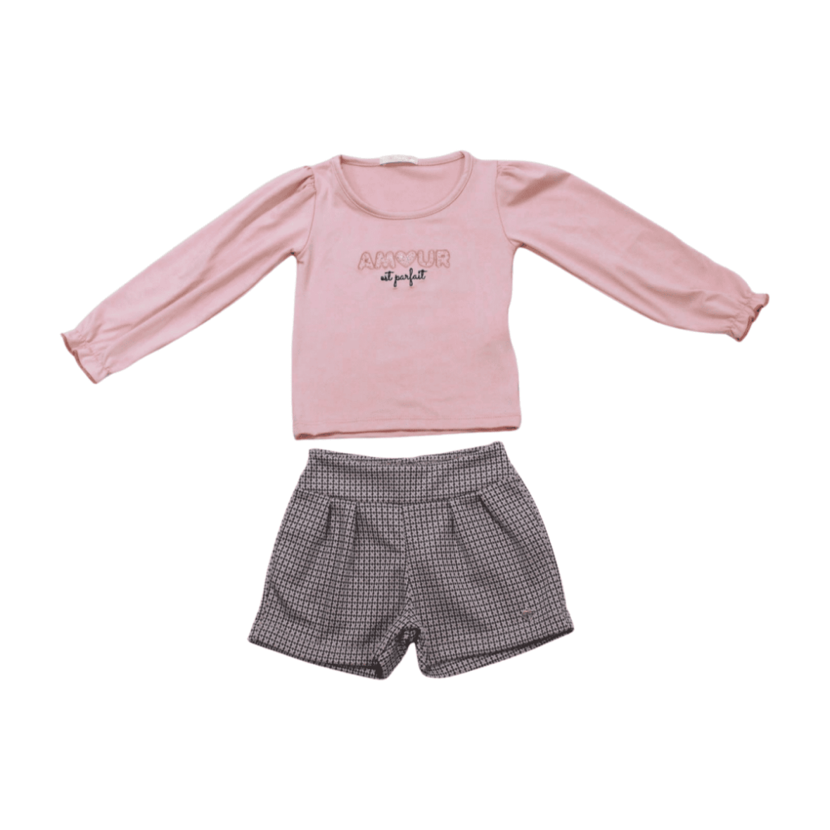 Conjunto Longo Feminino Blusa e Shorts Xadrez 11787 – Tiny Joy