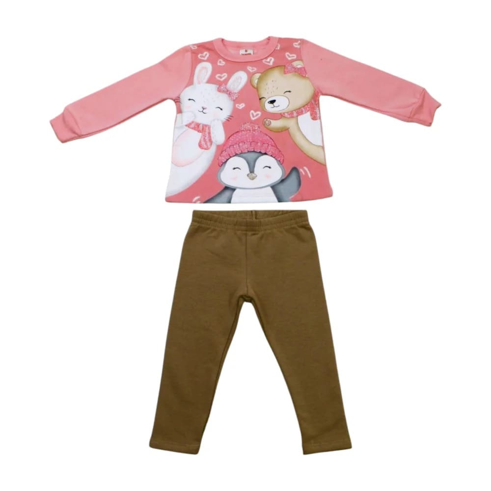 Conjunto Longo Feminino Blusão Bichos e Legging 56037 – Brandili