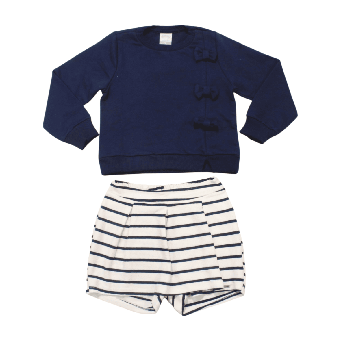 Conjunto Longo Feminino Blusão e Shorts Saia Listrado 65297 – Alakazoo