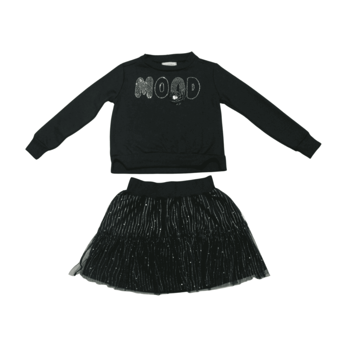 Conjunto Longo Feminino Blusão em Moletom e Saia com Tule 7757 – Pokotinha