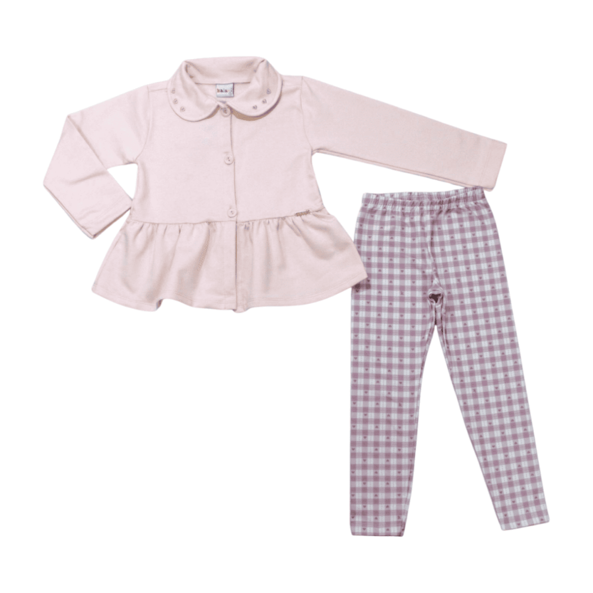 Conjunto Longo Feminino Casaco em Moletom e Legging Xadrez 11687 – Kaiani