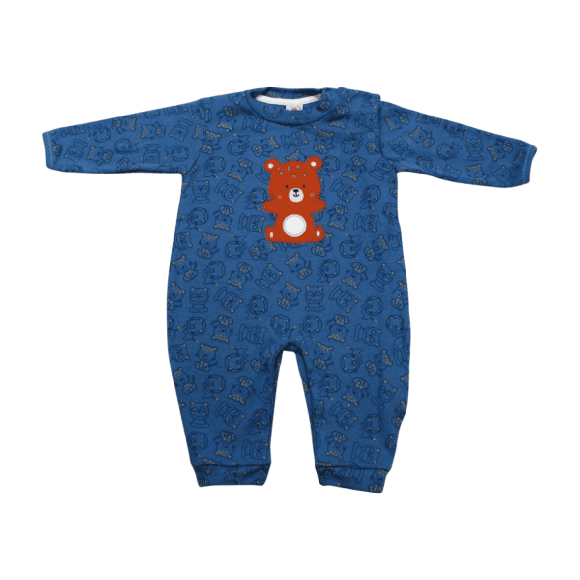 Macacão Suedine Longo Estampado Ursos 1221 – Nilly Baby