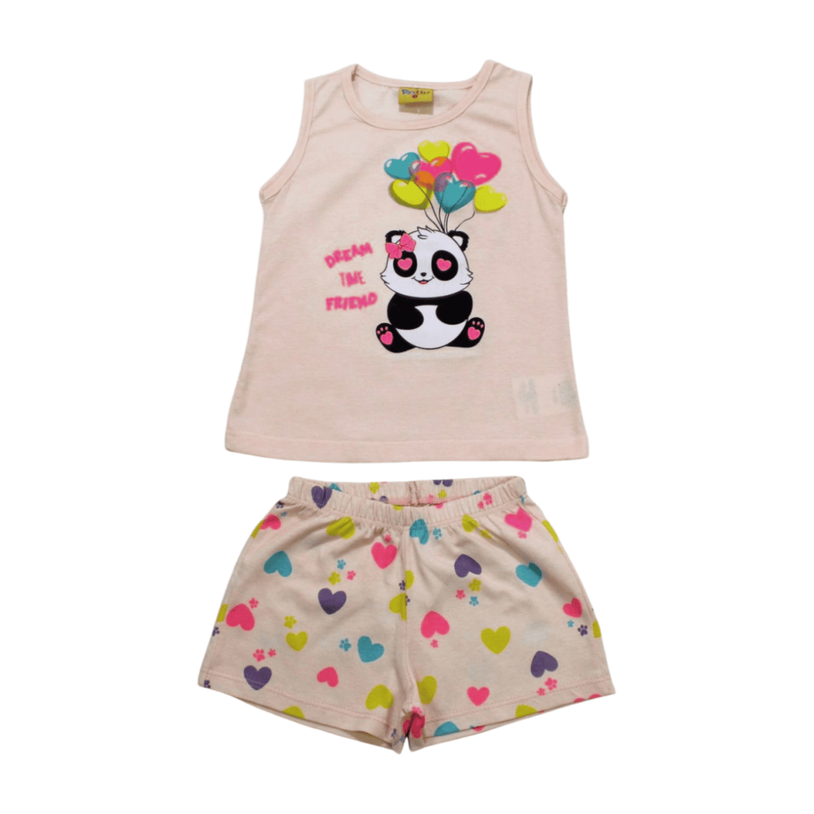 Pijama Curto Cavado Feminino Estampa Panda Brilha no Escuro 22196 – Rollu