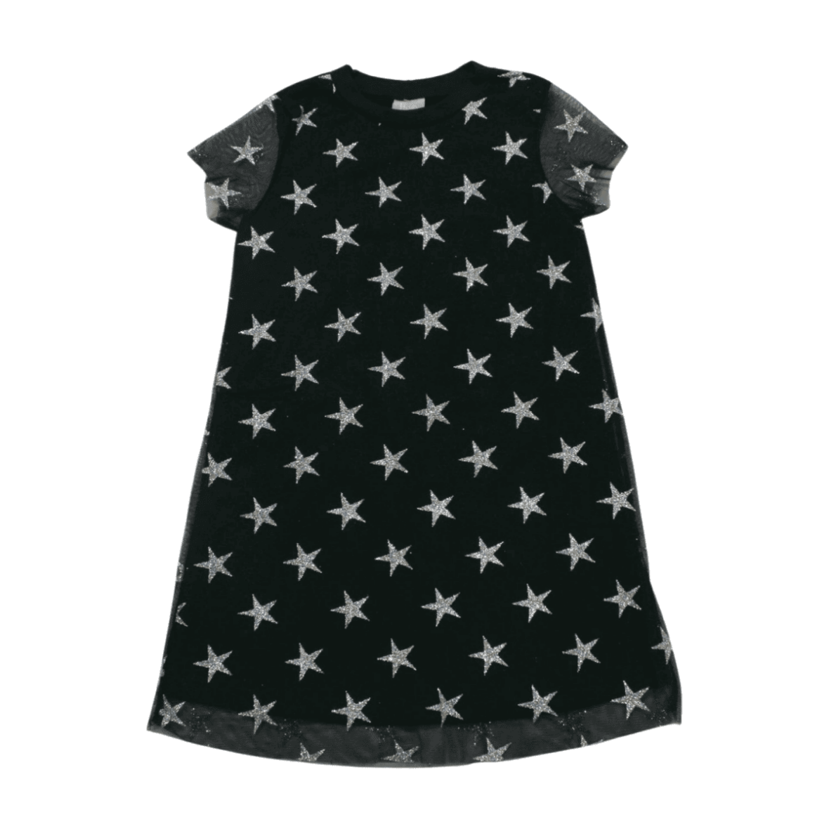 Vestido Manga Curta com Tule Estampado Estrelas 22314 – Two Colors
