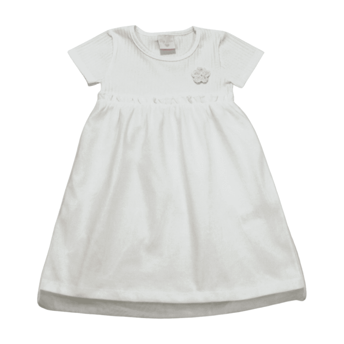 Vestido Manga Curta Canelado com Tule 8072 – By Gus