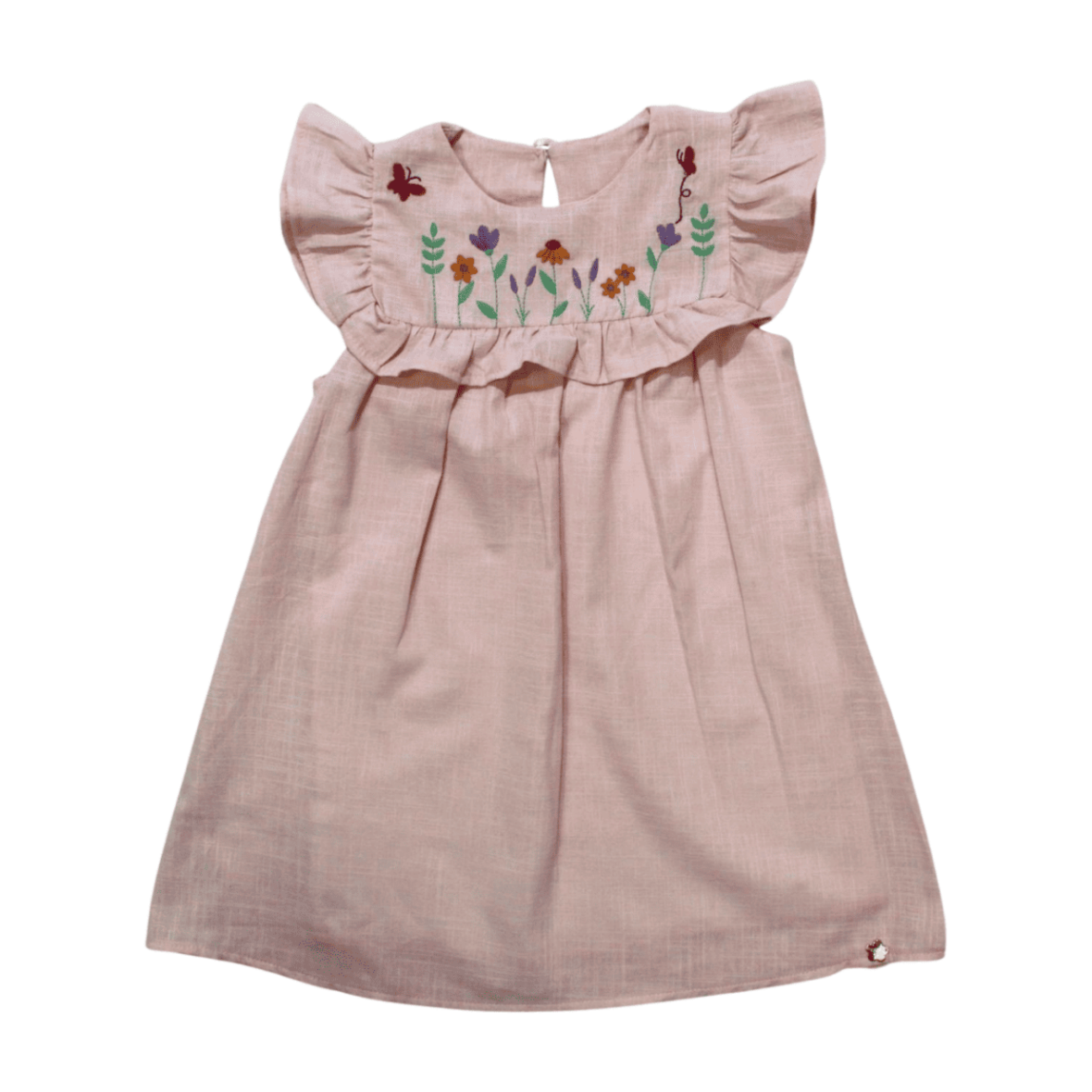 Vestido Tecido Manga Curta Flores Bordadas C80985 – Cativa