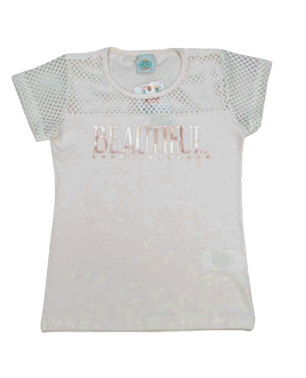 Blusa Manga Curta Estampada Beautiful com Tela 5092 - Bicho Bagunça