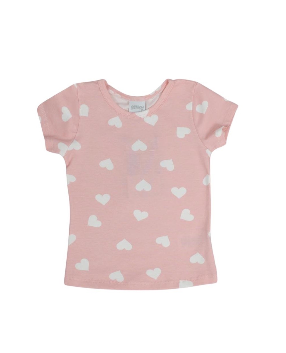 Blusa Manga Curta Estampada Corações 47257 - Alakazoo