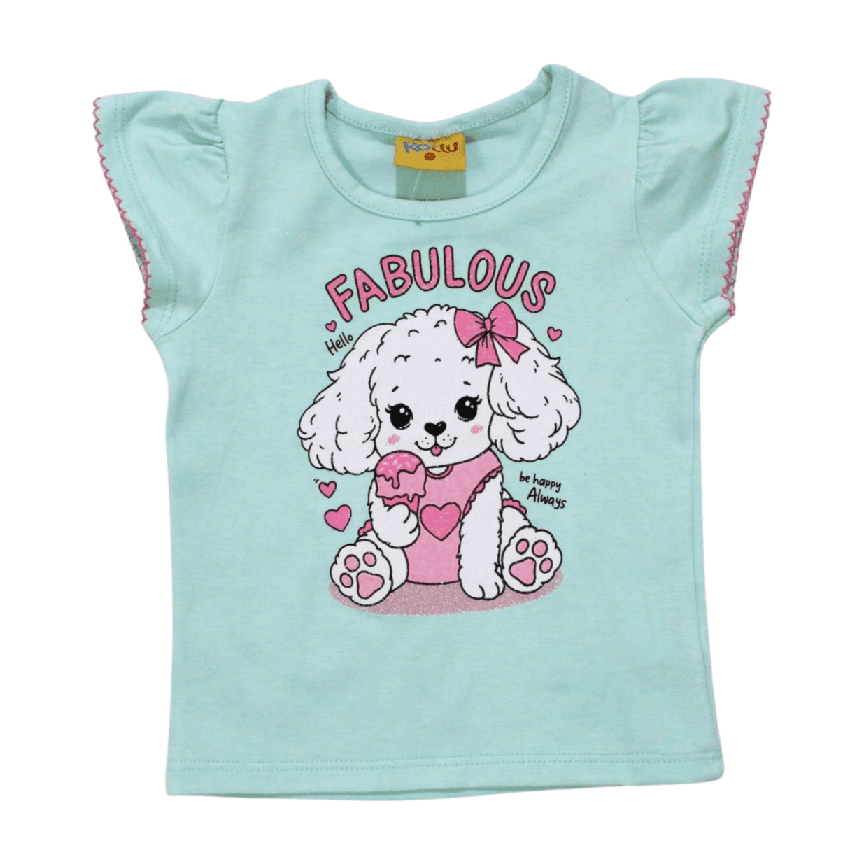 Blusa Manga Curta Estampa Fabulous com Picueta 21101 - Rollu