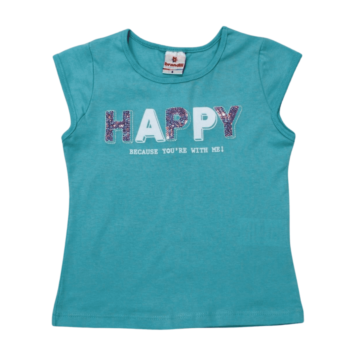 Blusa Manga Curta Happy com Paetê 26370 - Brandili