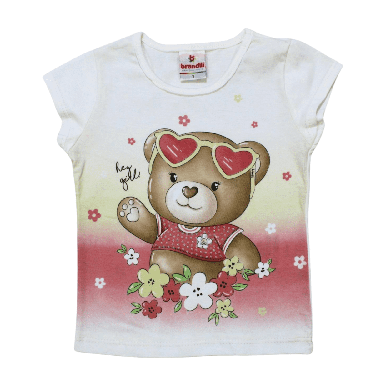 Blusa Manga Curta Ursinha com Strass 26369 - Brandili