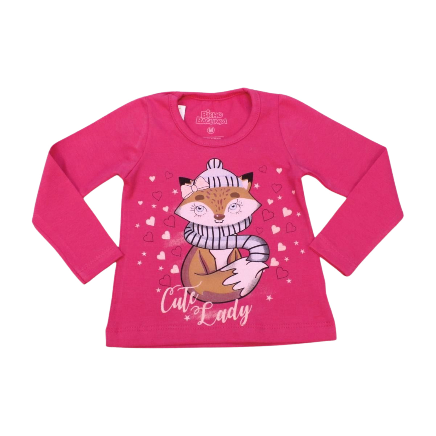 Blusa Manga Longa Estampada Raposa com Glitter 1190 - Bicho Bagunça