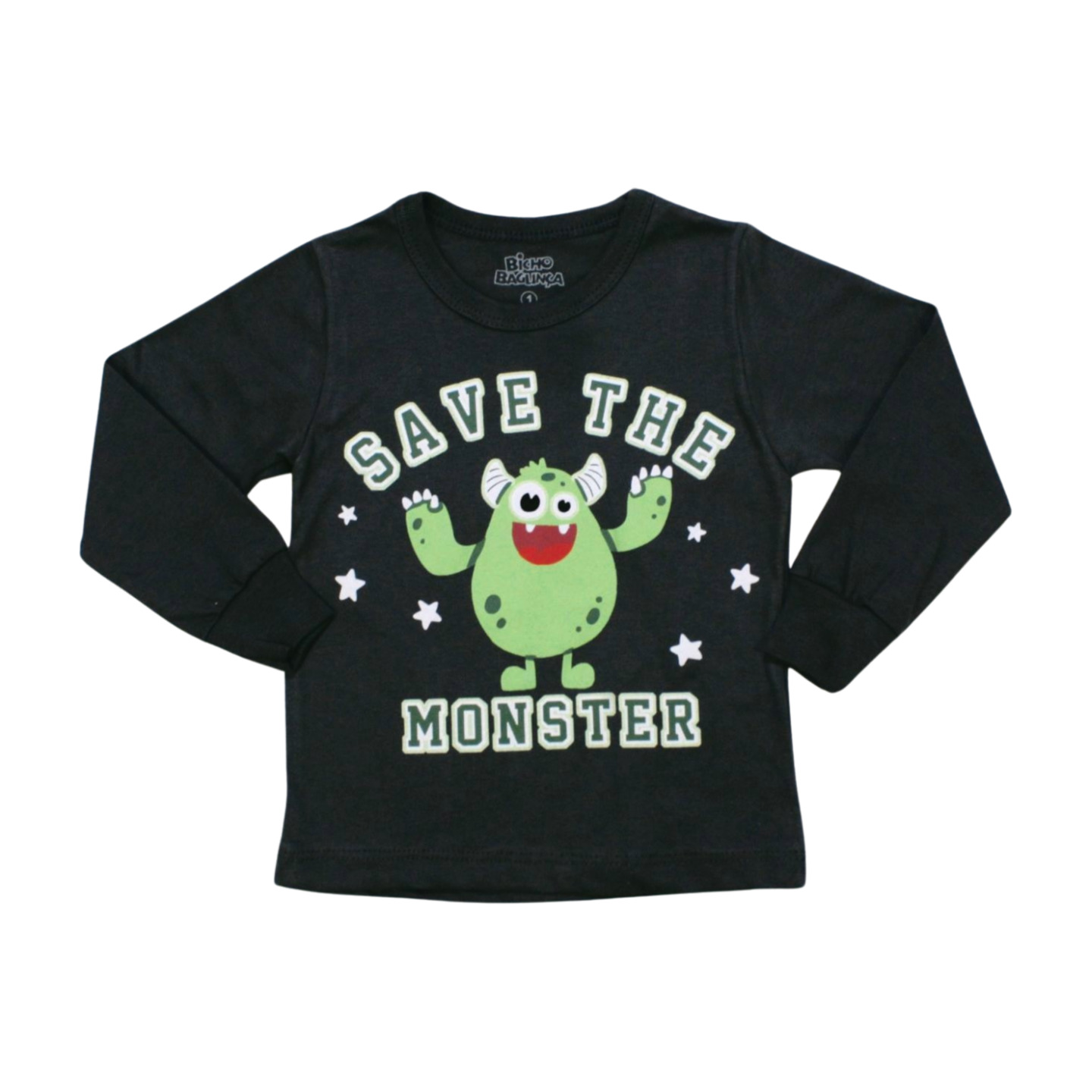 Camiseta Manga Longa Estampa Monster 2293 - Bicho Bagunça