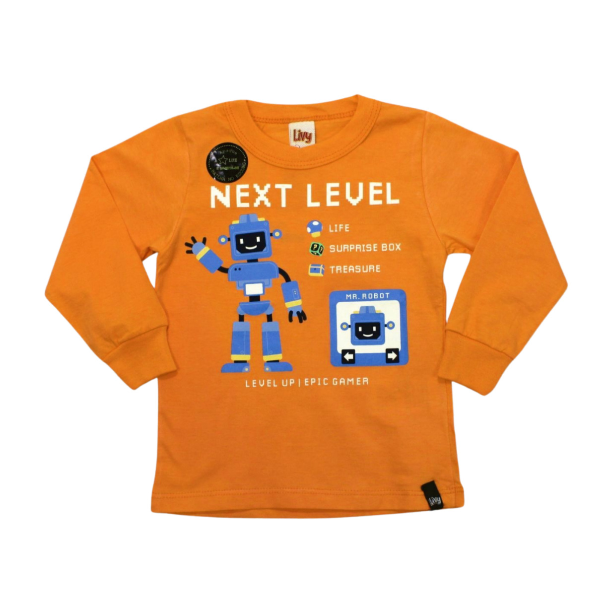 Camiseta Manga Longa Estampa Robô Brilha no Escuro 8458 - Livy