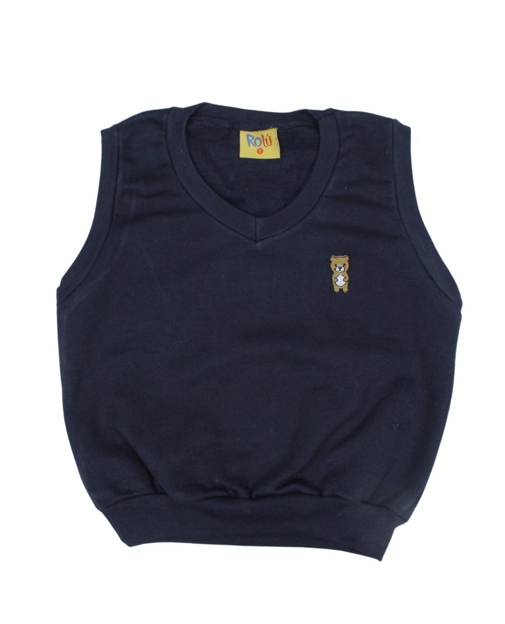 Colete Moletom Masculino Liso com Bordado Urso 9209-1 - Rolú