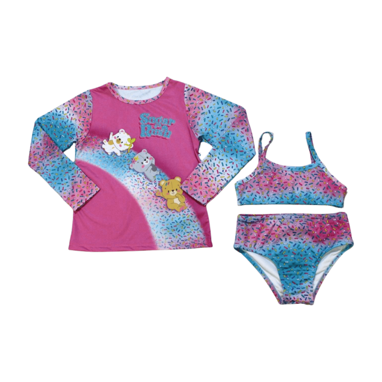 Conjunto Biquini + Blusa Manga Longa 3 Peças Estampado 43646 - Boca Grande