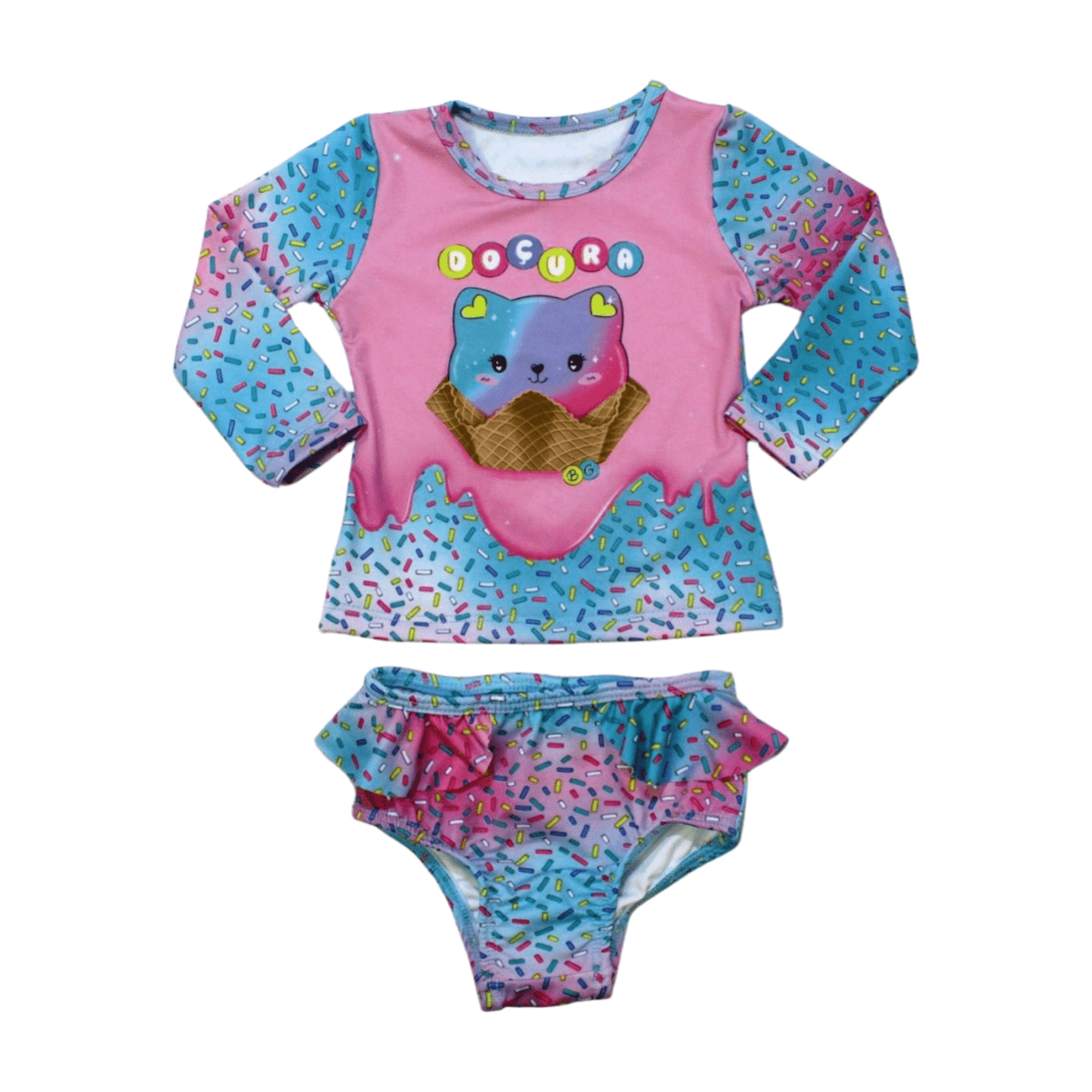 Conjunto Biquini  Blusa Térmica e Tanga Estampado Gatinha 12797 - Boca Grande
