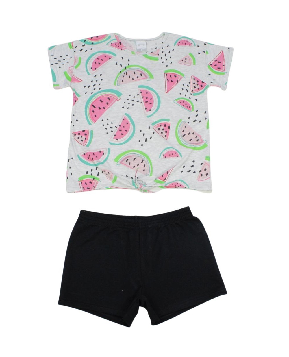 Conjunto Feminino Blusa Estampada Melancia e Shorts Moletinho 16025 - Alakazoo