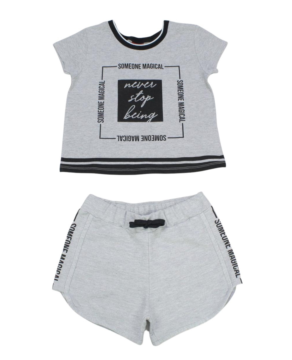 Conjunto Feminino Blusa Estampada Someone e Shorts Moletinho 51446 - Amora