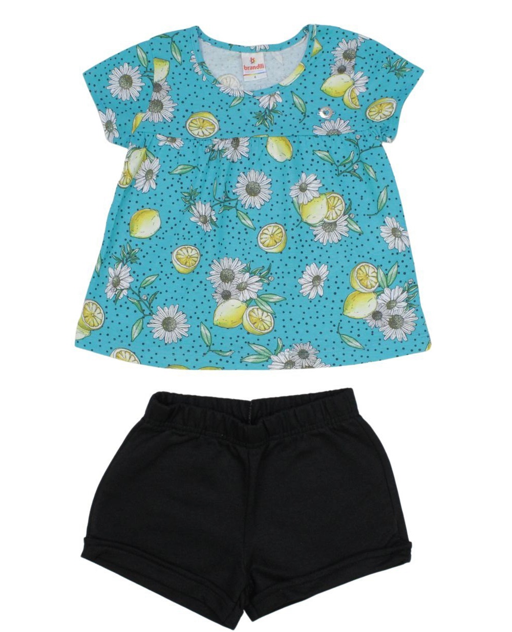 Conjunto Feminino Blusa Estampa Girassol e Shorts Moletinho 24770 - Brandili