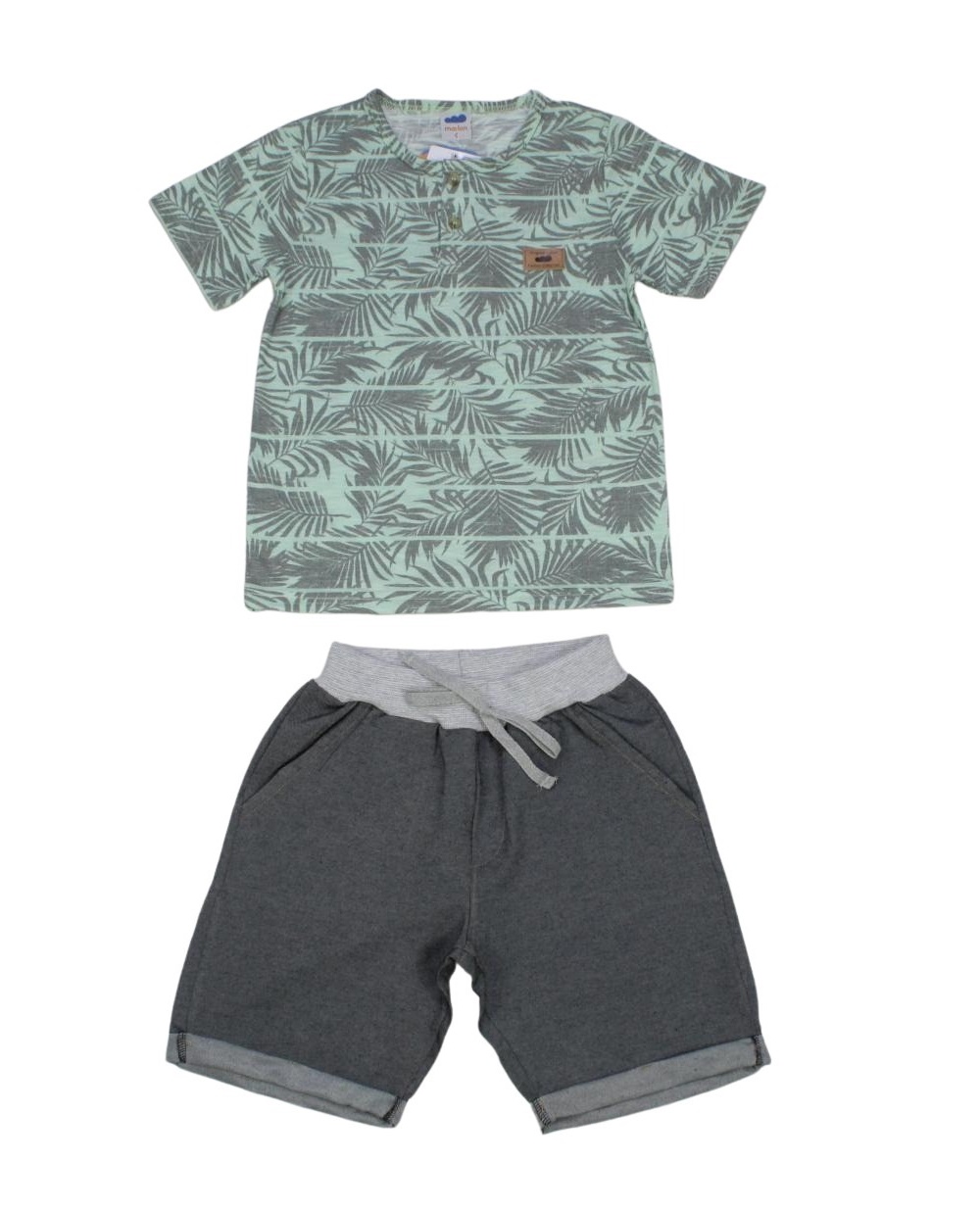 Conjunto Masculino Camiseta Estampa Folhas e Bermuda Tecido 62535 - Marlan